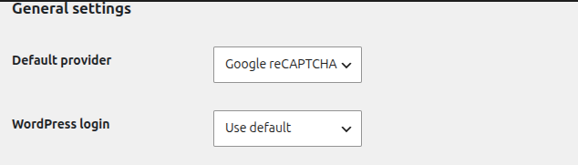 Select Google reCAPTCHA as the default provider