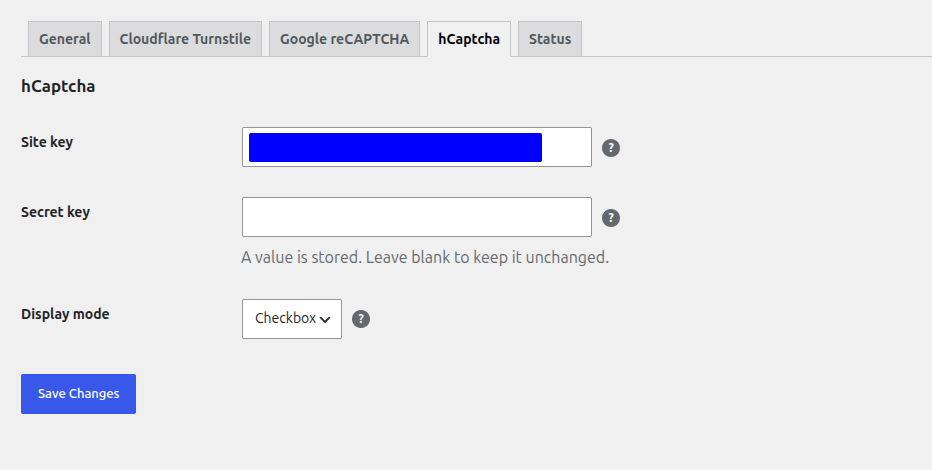 Configure hCaptcha in Captcha Security Shield