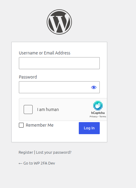 hCaptcha Checkbox on a protected WordPress form